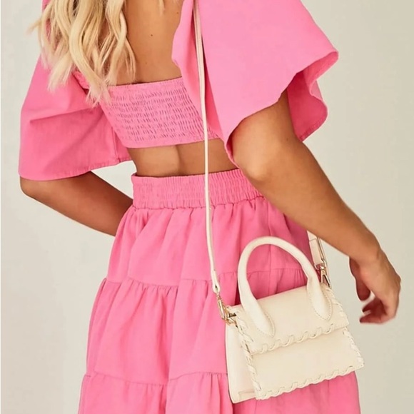 Pink Flutter Sleeve  Dress - Picture 2 of 5